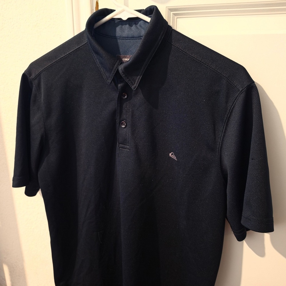 Quiksilver Waterman Collection Mens Black Textured Short Sleeve Polo Shirt Small